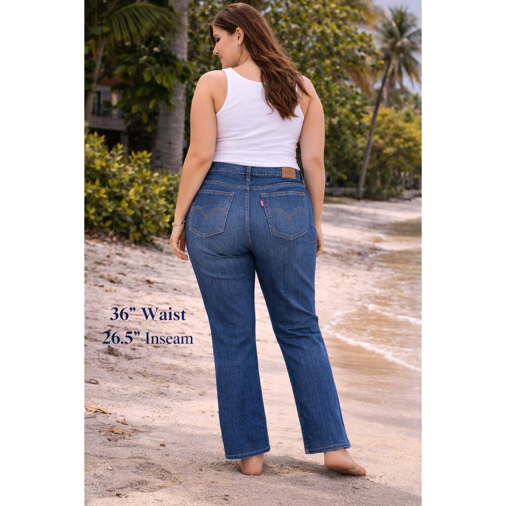 Levi's Dark Wash Boyfriend Jeans Women's Size 16 (36" Waist) Short Inseam - Picture 2 of 9